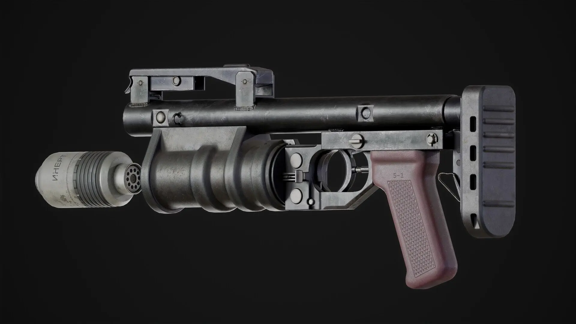 RGM-40 grenade launcher.
Full 3D Pipeline: blockout, lowpoly, highpoly, uv, baking, texturing and re
