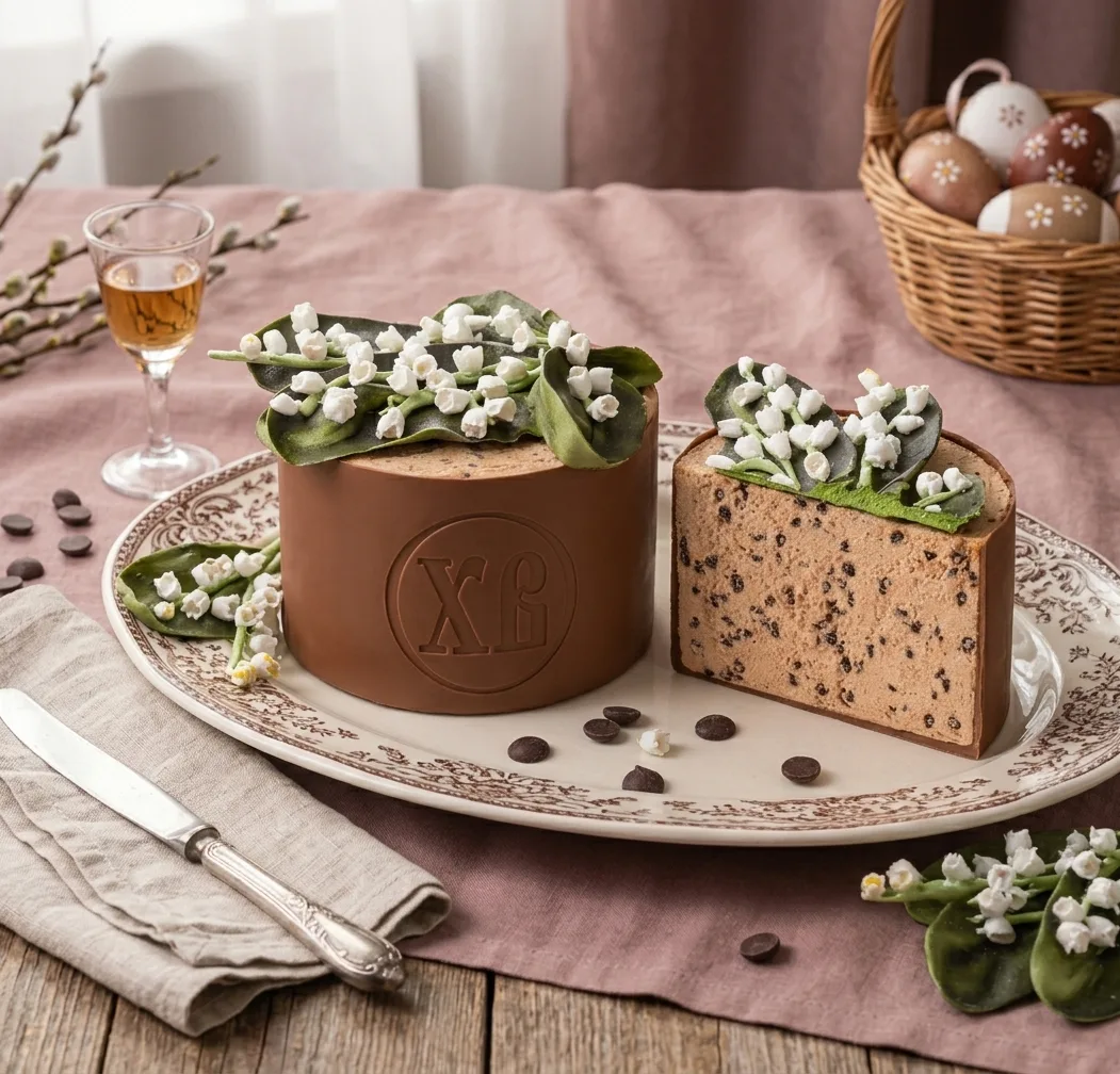 Пасха очень вкусная из натурального творога в темном  шоколаде с шоколадом