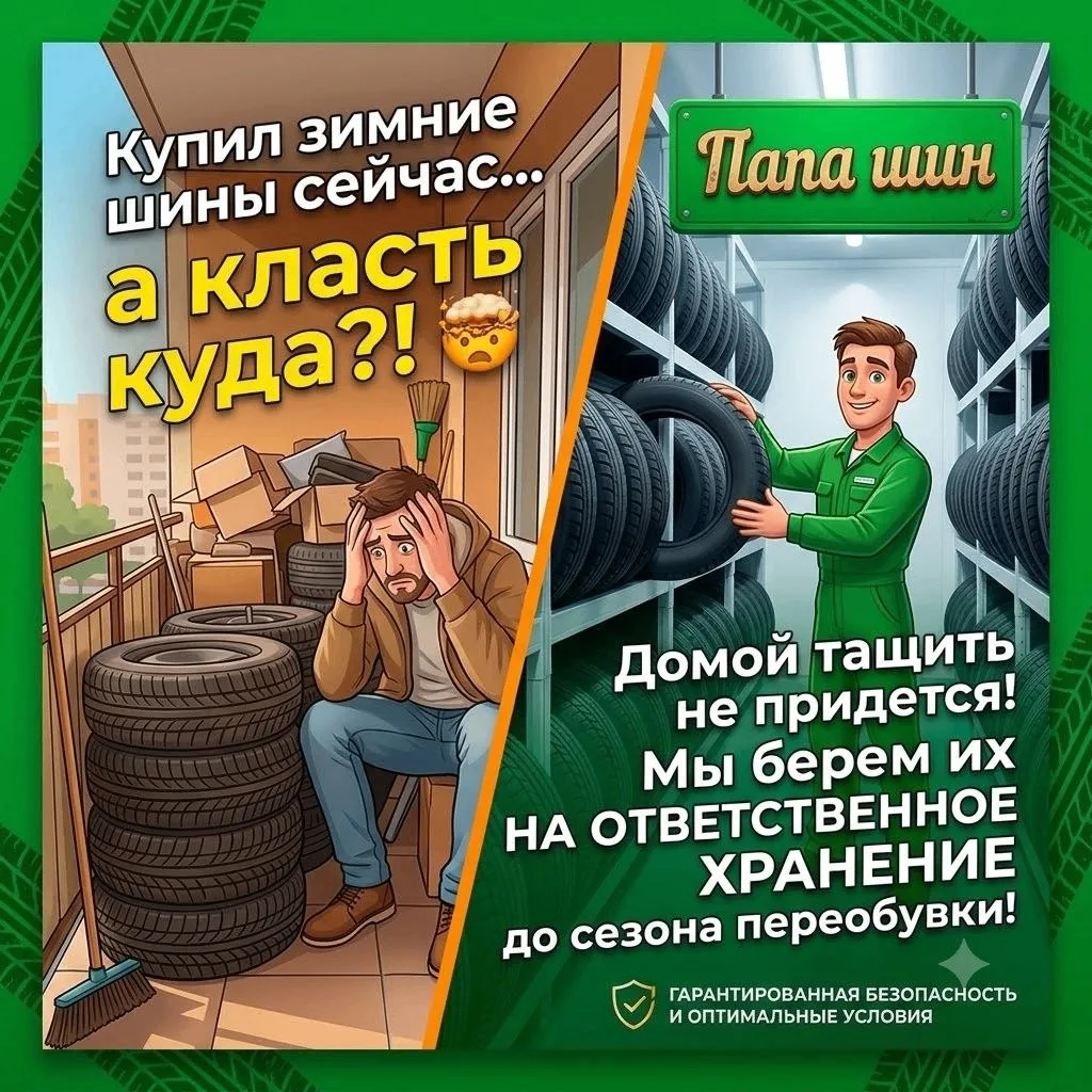 Купил зимние шины сейчас... а класть куда?! 🤯

Спокойно! Домой тащить не придется.

При покупке зим