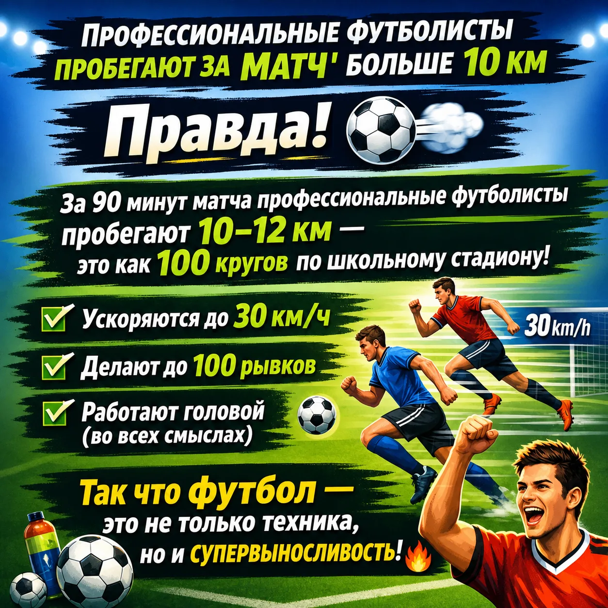 И вы правы! Футболистам и правда приходится немало побегать за матч...