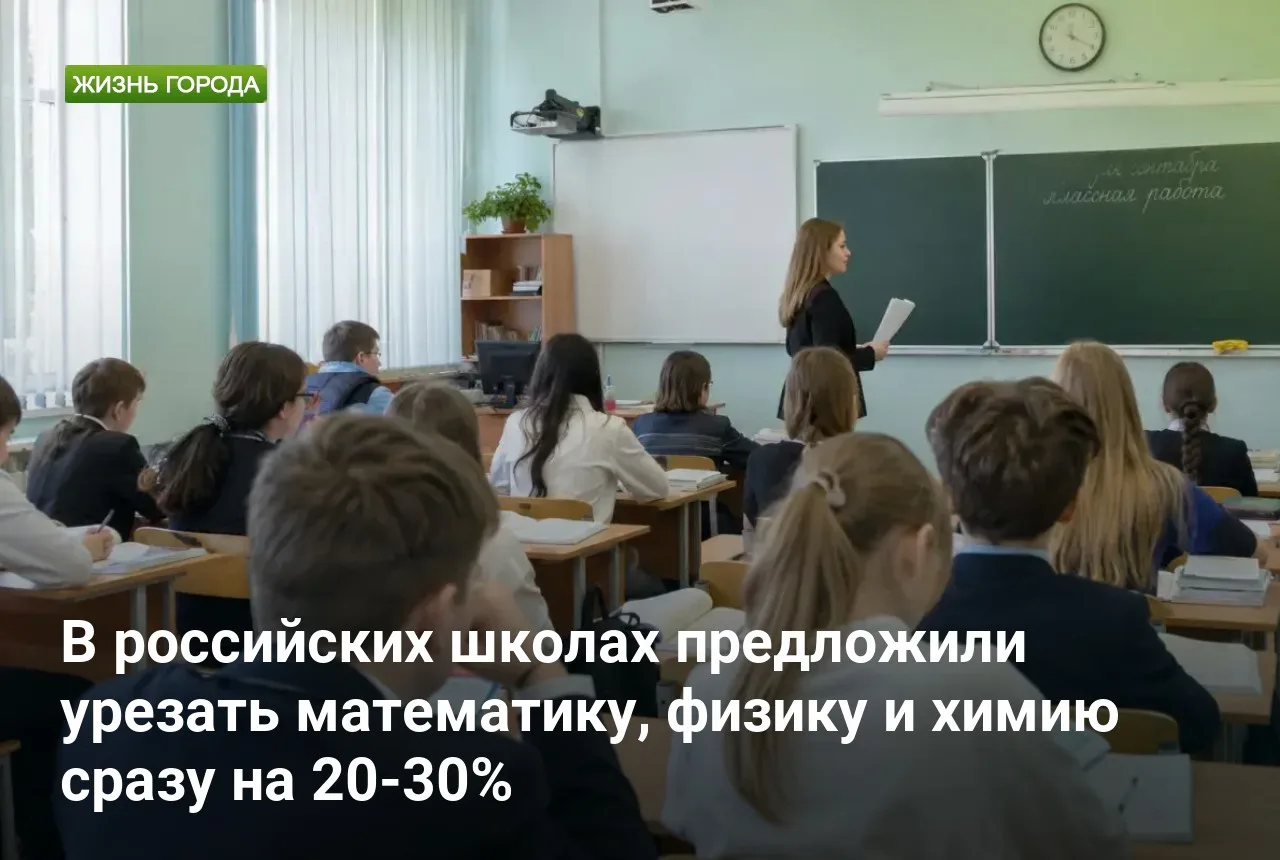 В российских школах предложили урезать математику, физику и химию сразу на 20-30%