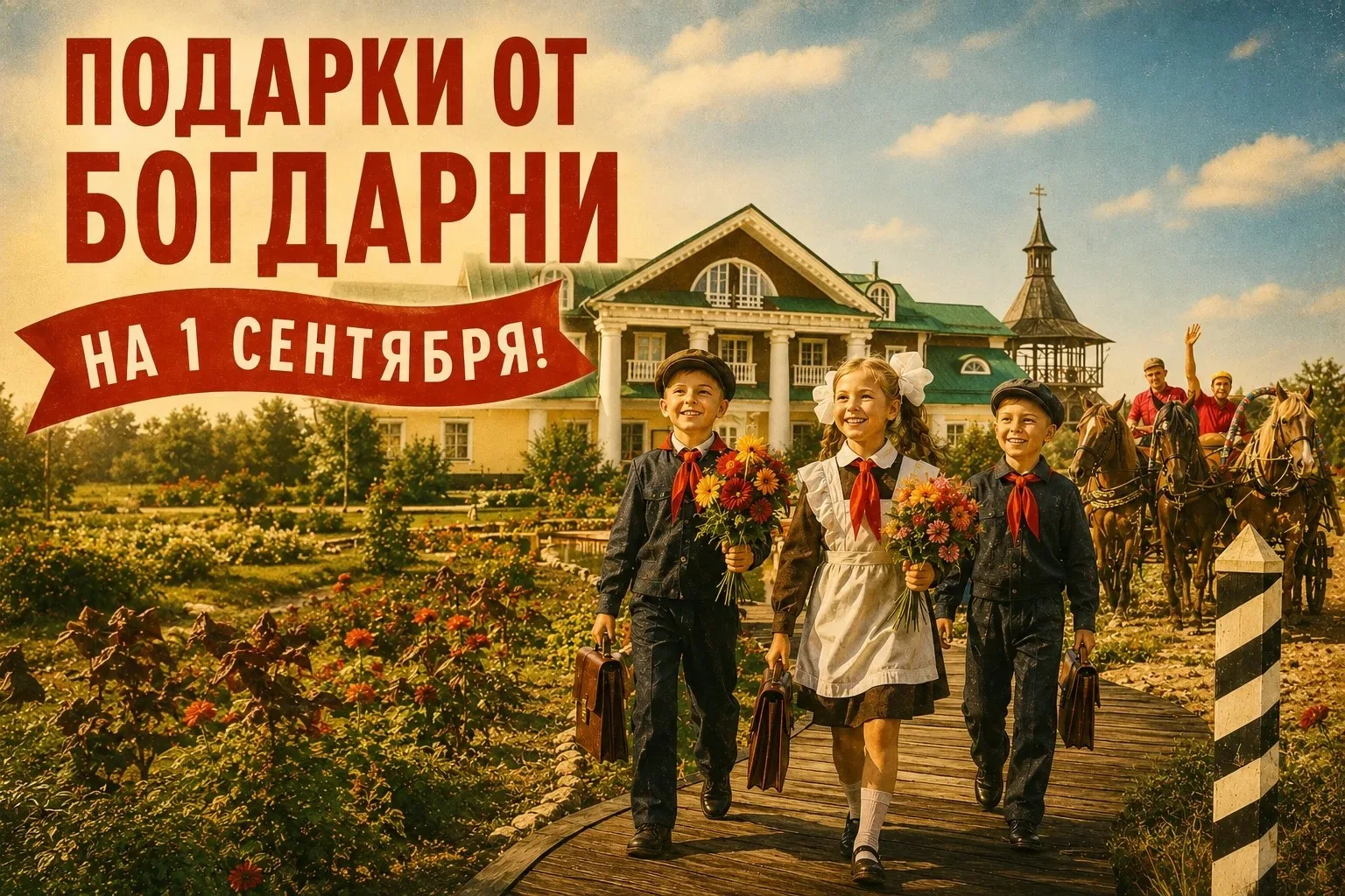 🎉 1 сентября — ДЕНЬ ЗНАНИЙ в «Богдарне»: дарим катание на экипаже! 🎉