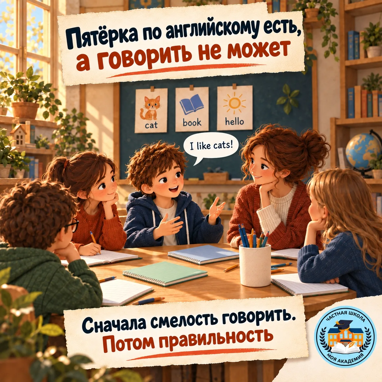 «Пятёрка есть по английскому, а говорить не может»