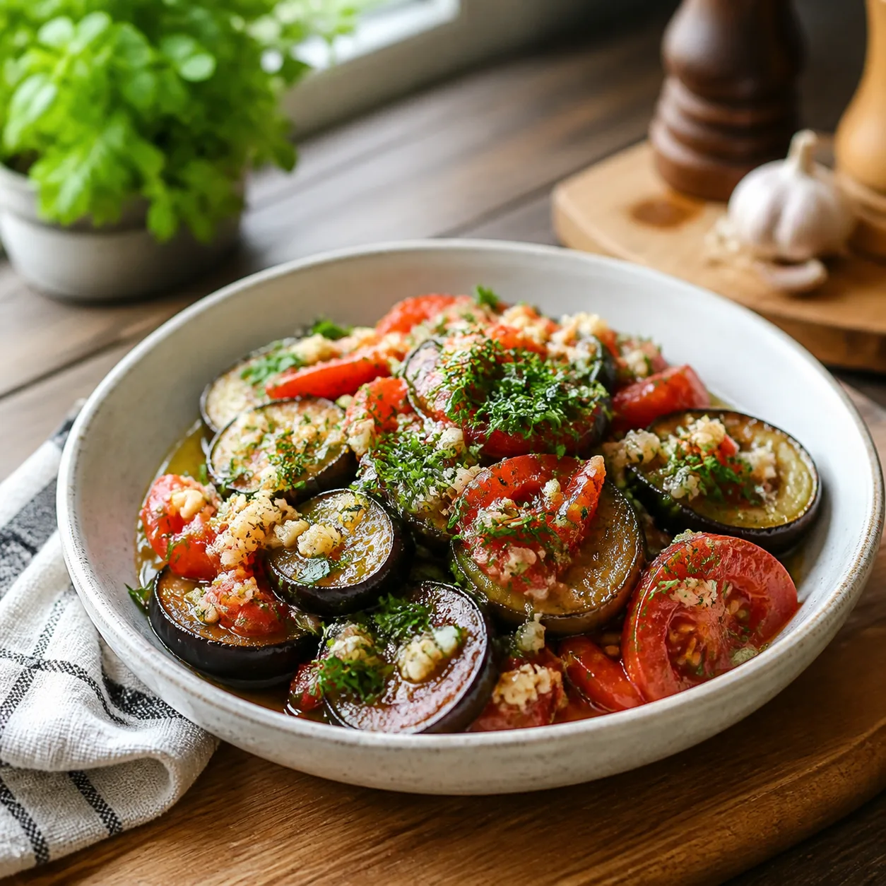 Баклажаны с помидорами на стол без лишней возни

Эта версия цепляет за счёт простой идеи: летний кав