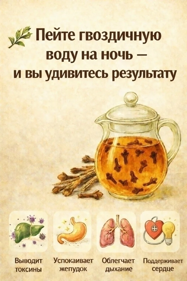 🌿 Пейте гвоздичную воду на ночь — и вы удивитесь результату