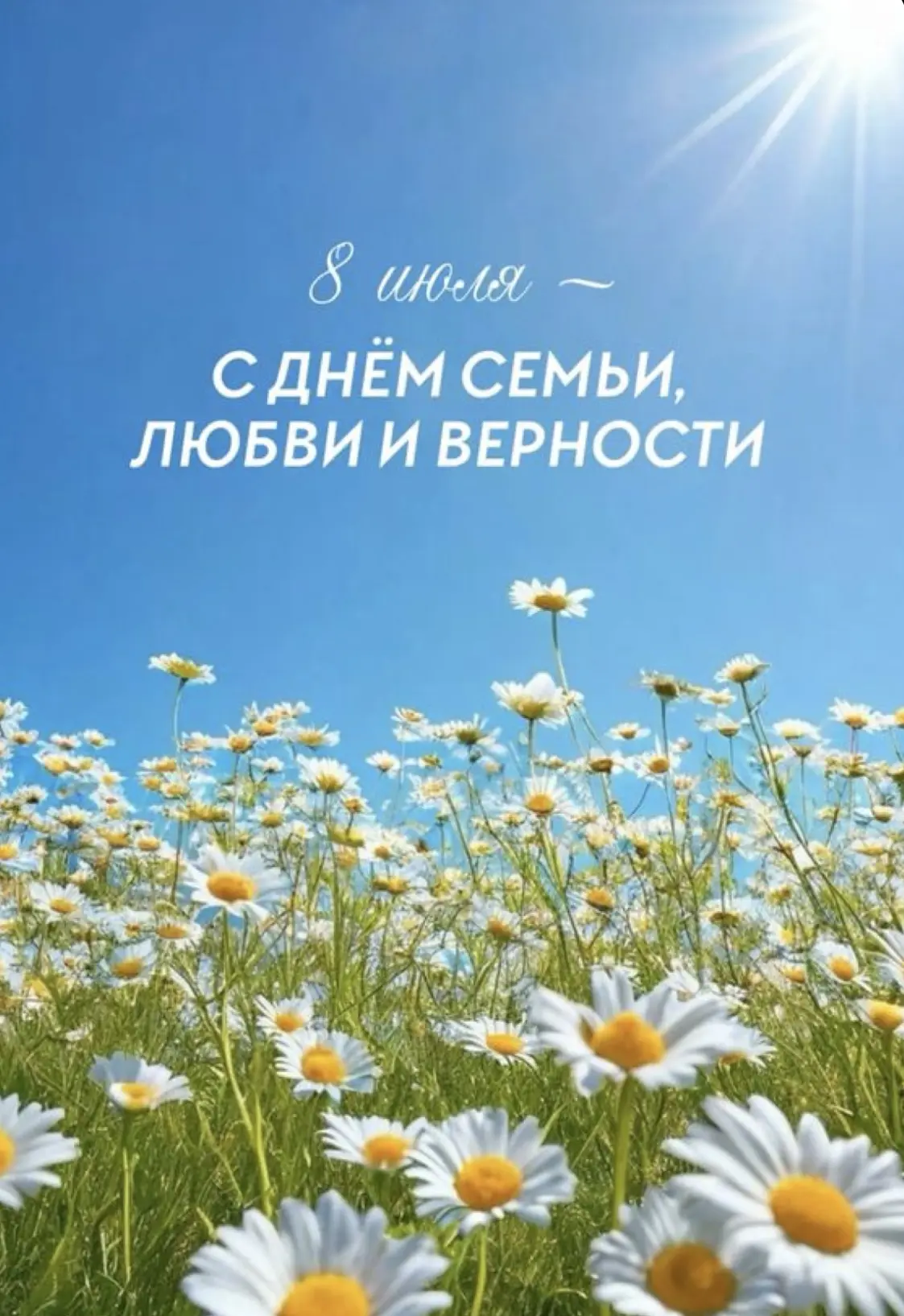 Дорогие друзья! 🌼

Сегодня, 8 июля, мы отмечаем самый светлый и трогательный праздник — День семьи,