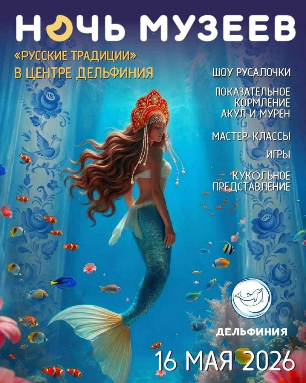 Ночь музеев в «Дельфинии» 🐬  16 мая  Ночь Музеев: где все желающие смогут прогуляться по океанариуму