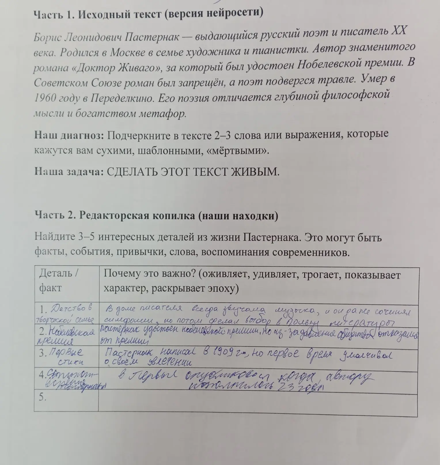 На прошлой неделе провела в 11 классе урок по биографии Пастернака. И, кажется, нашла с...