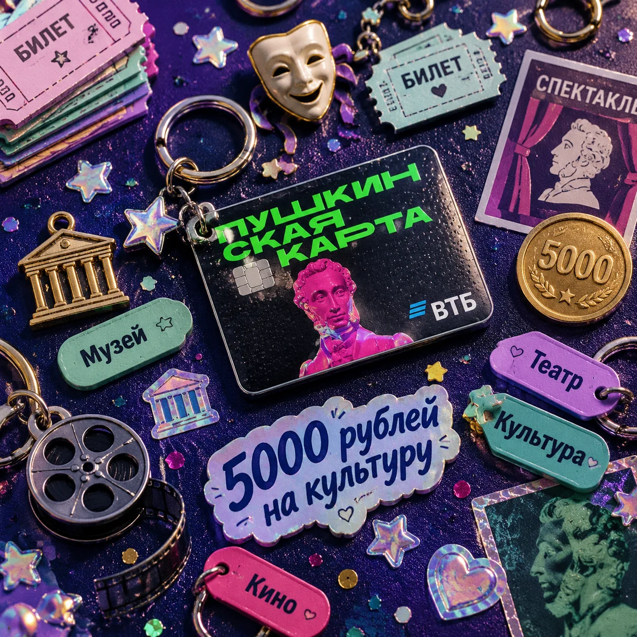 🎭 «Пушкинской карте» — пять лет. А тебе — 5000 рублей на культуру