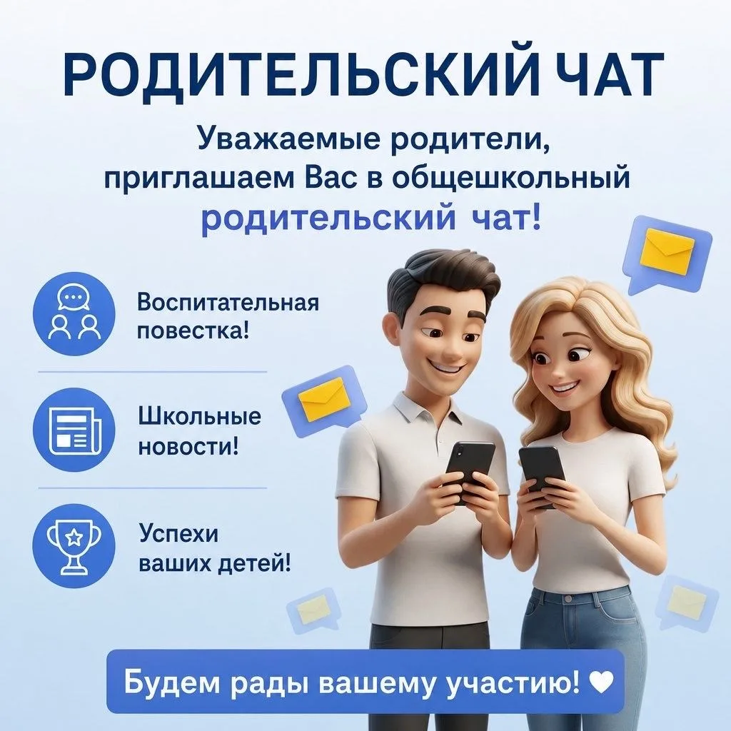 ❗️Уважаемые родители, приглашаем вас вступить в общешкольный родительский чат.