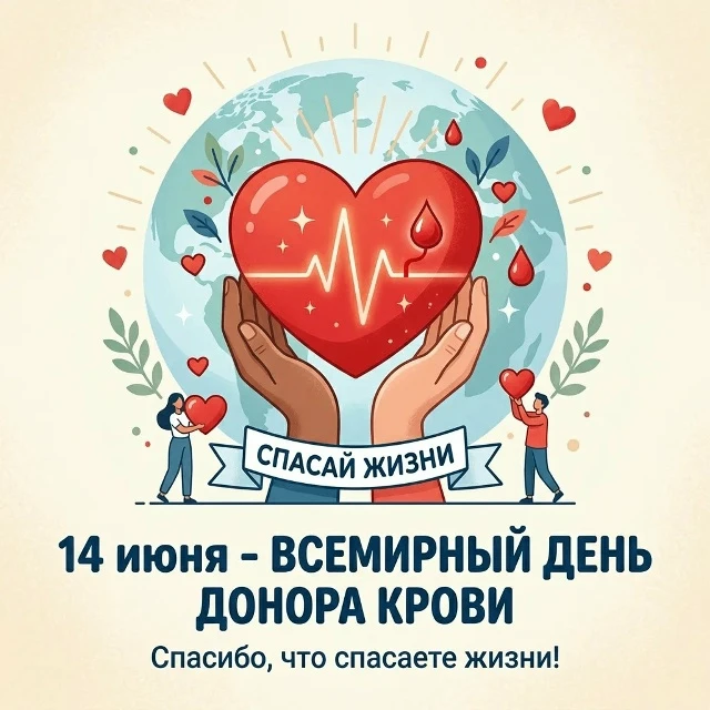 🩸Сдайте кровь

Всемирный день донора крови в 2026 году отмечается 14 июня.
Этот день посвящён людям
