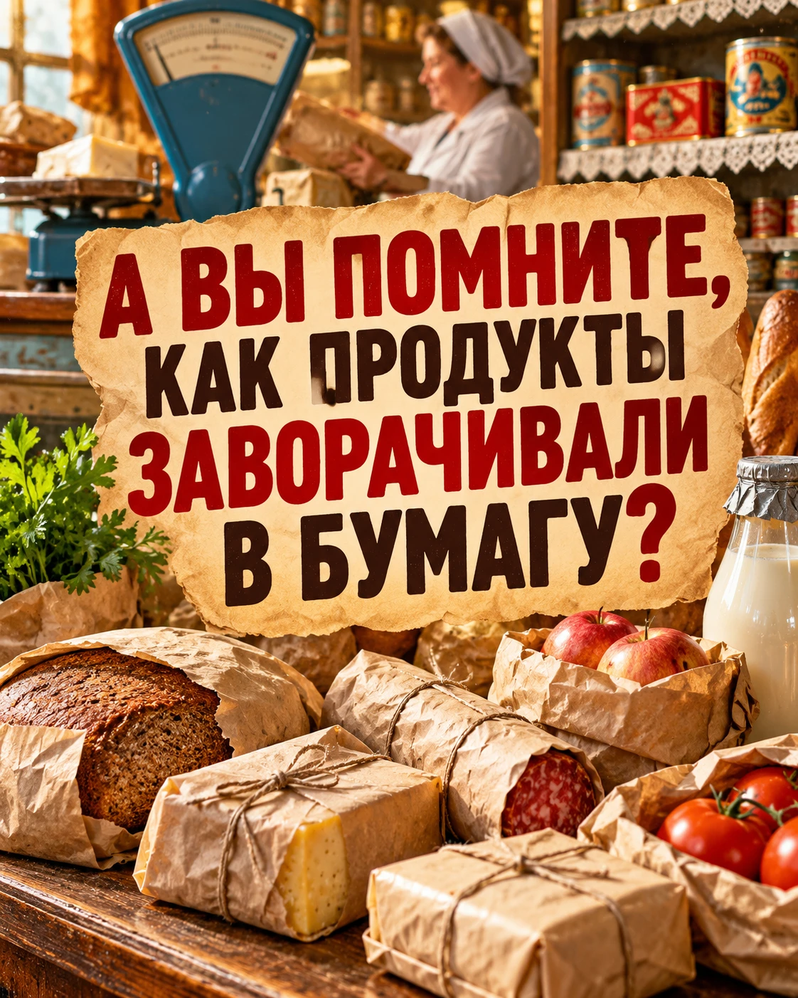 🛍 А ВЫ ПОМНИТЕ, КАК ПРОДУКТЫ ЗАВОРАЧИВАЛИ В БУМАГУ?