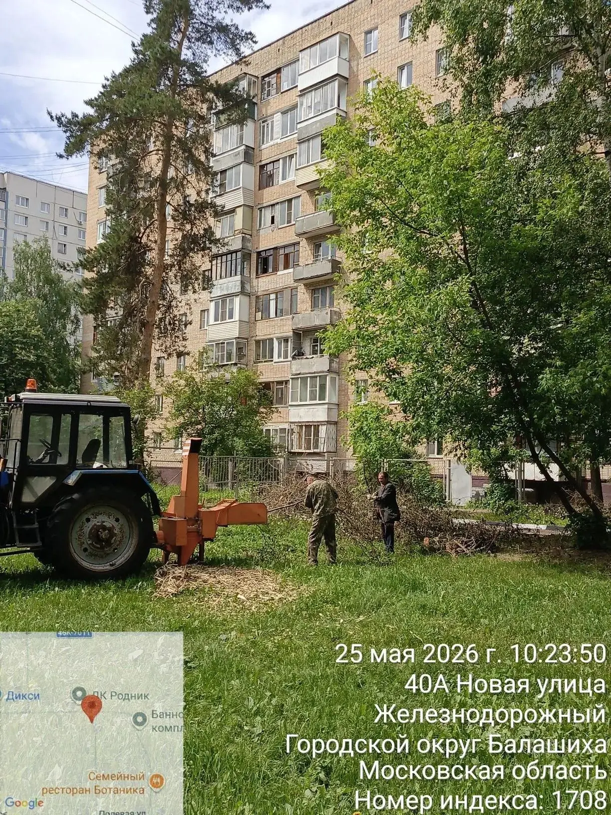 Проводим работы по дроблению веток на территории