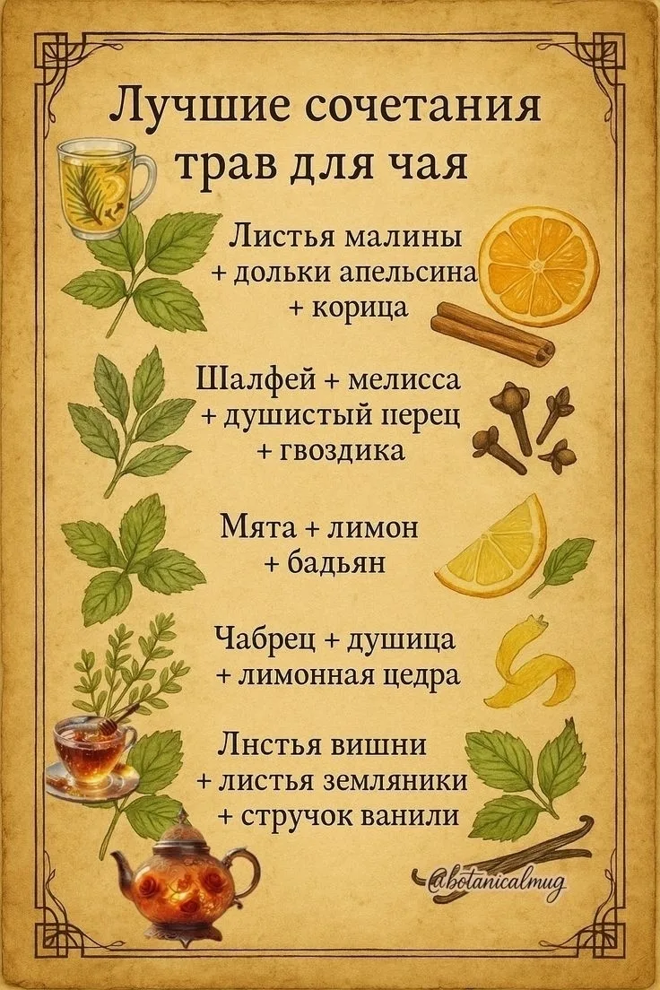 🌿Памятка для любителей вкусных травяных чаев

Обязательно Подпишись на нас 👇
🍰 Хозяйка на кухне -