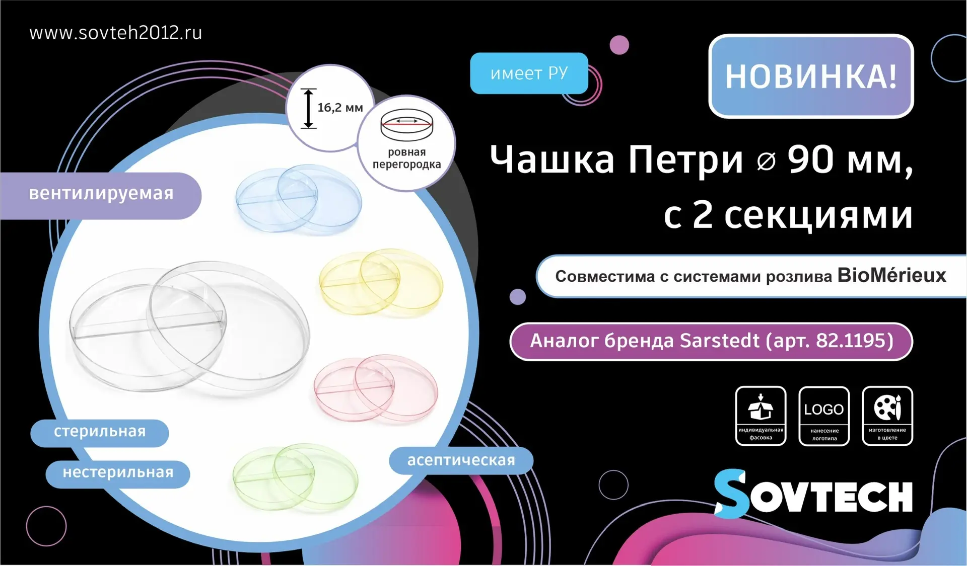 🔥 НОВИНКА от SOVTECH — Чашка Петри ⌀90 мм (2 секции, вентилируемая)