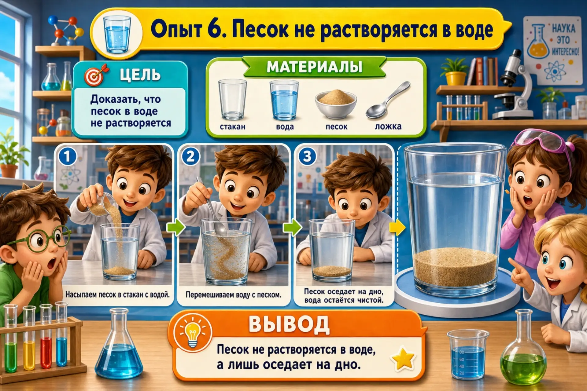 🤔 ЧЕМ ЗАНЯТЬ ДЕТЕЙ ЛЕТОМ? 😃Берём песок — и проводим опыты 🔬!
Песочница может стать маленькой лабо