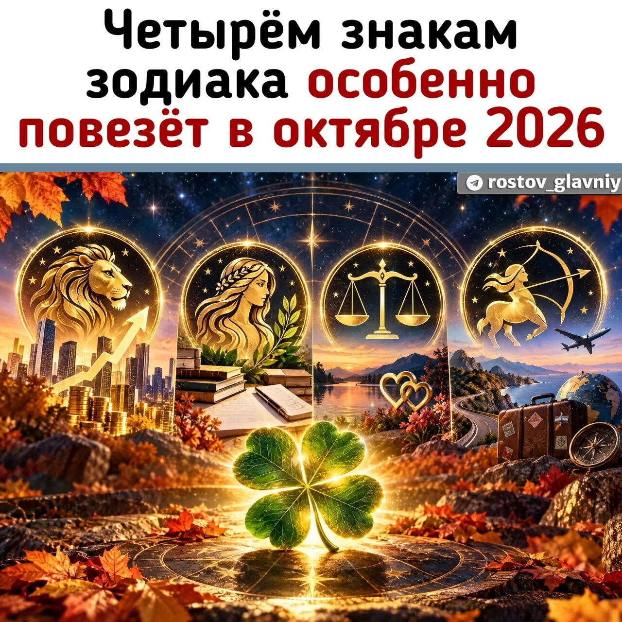 🍀 Астрологи назвали четыре знака главными претендентами на удачу в октябре 2026 года!
