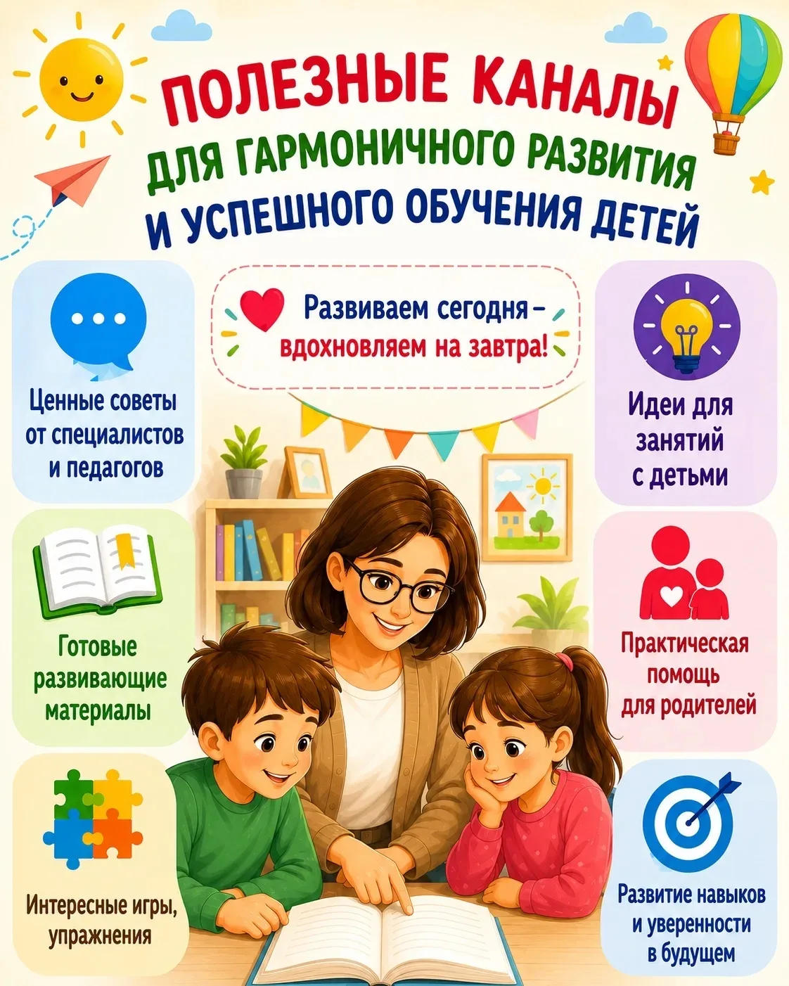 Пока дети отдыхают и набираются сил, родители могут найти здесь много полезного для их развития и ус
