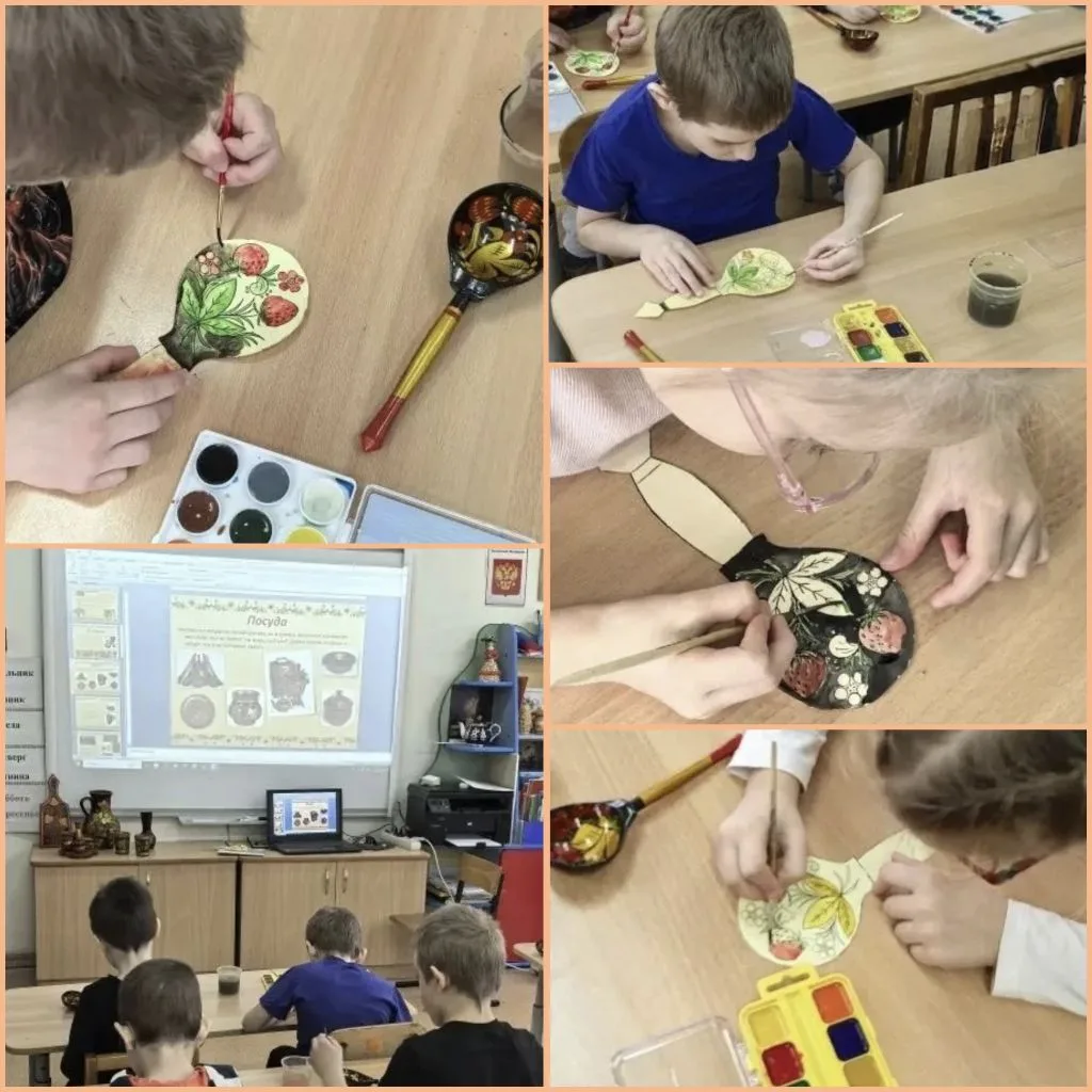 🖌️ У нас — мастер‑класс по хохломской росписи!  Дети из группы комбинированной направленности № 2 (к
