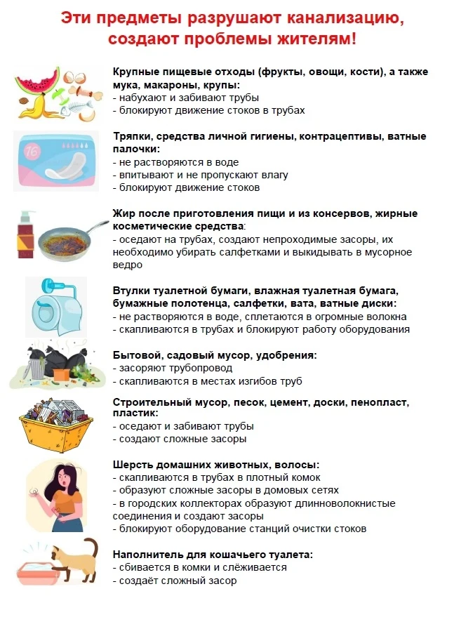 Чтоб засор не устранять – это лучше не смывать!
