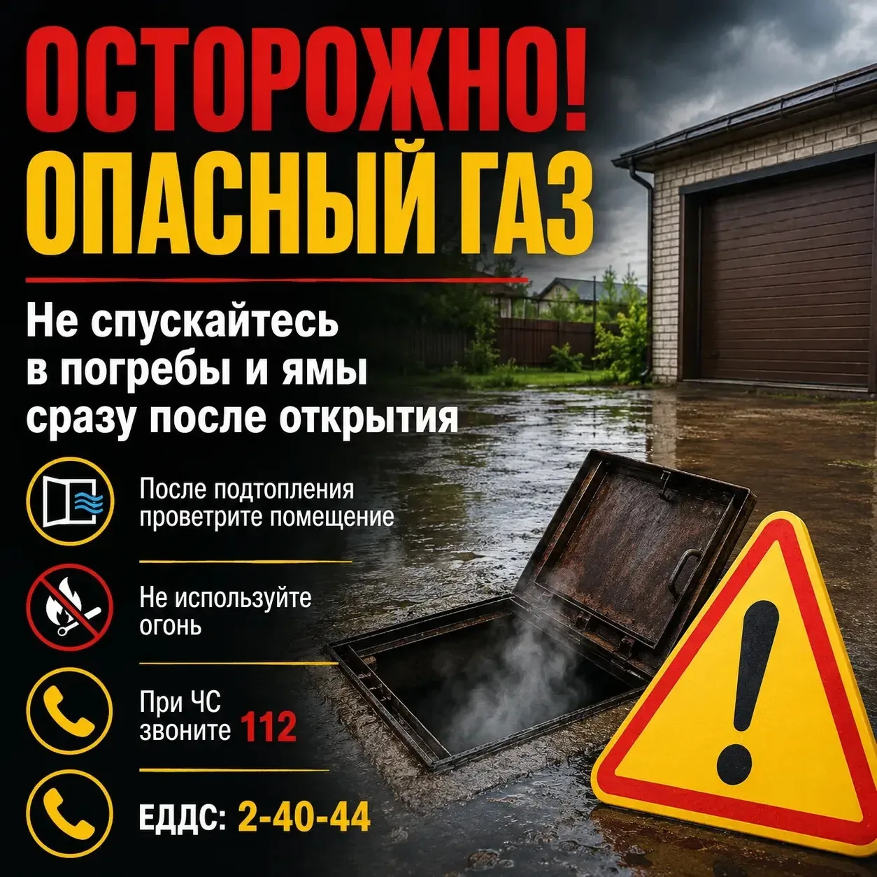 Осторожно: опасность скопления газов в погребах и смотровых ямах

В связи с подтоплениями, высоким у