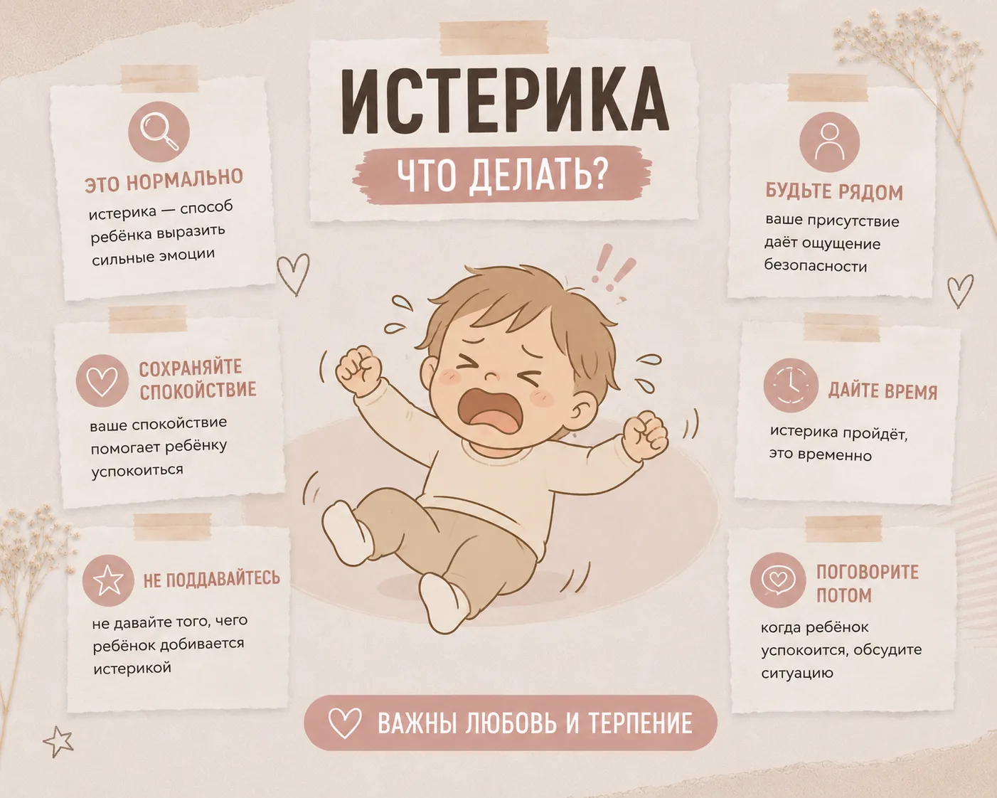 Рандомный совет, который меня спас уже раз 20.

Когда Поля начинает истерику в магазине, на улице, в