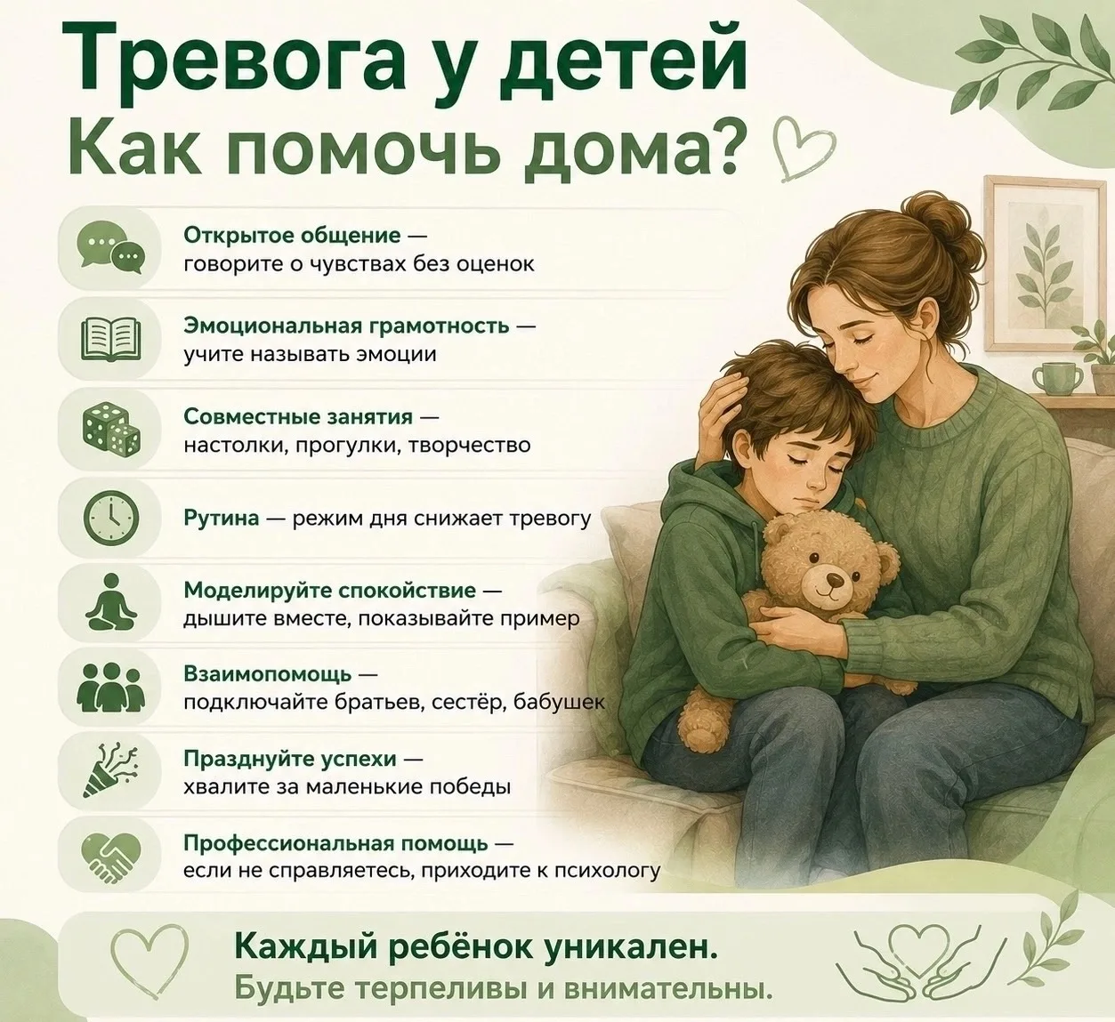 Тревога у детей. Как помочь и не навредить. Совет психолога 💚