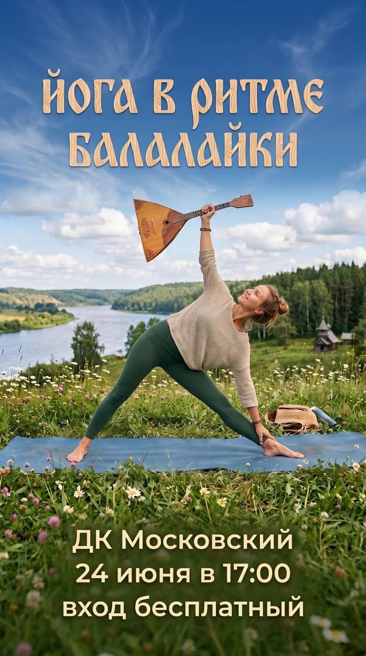 «Йогу в ритме балалайки» проведёт библиотека города Московский.

🗓 24 июня 17:00-19:00
📍 Сцена у Д