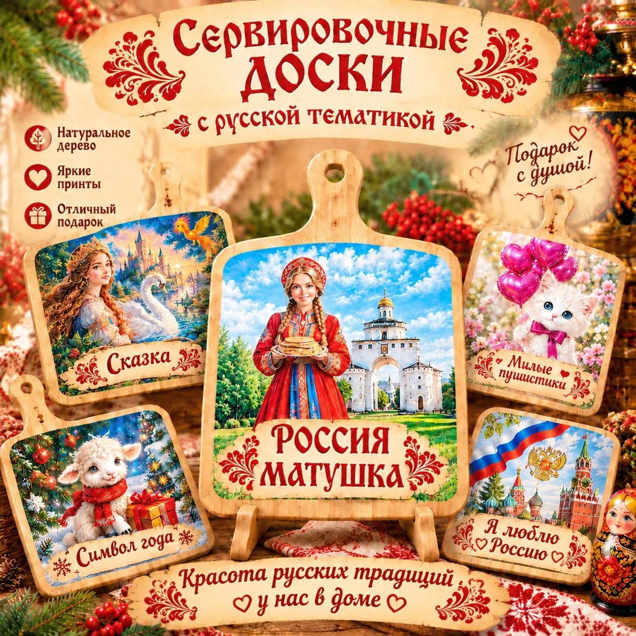 Изготовление авторских досочек для сервировки с тематикой России, русских сказок , милы...