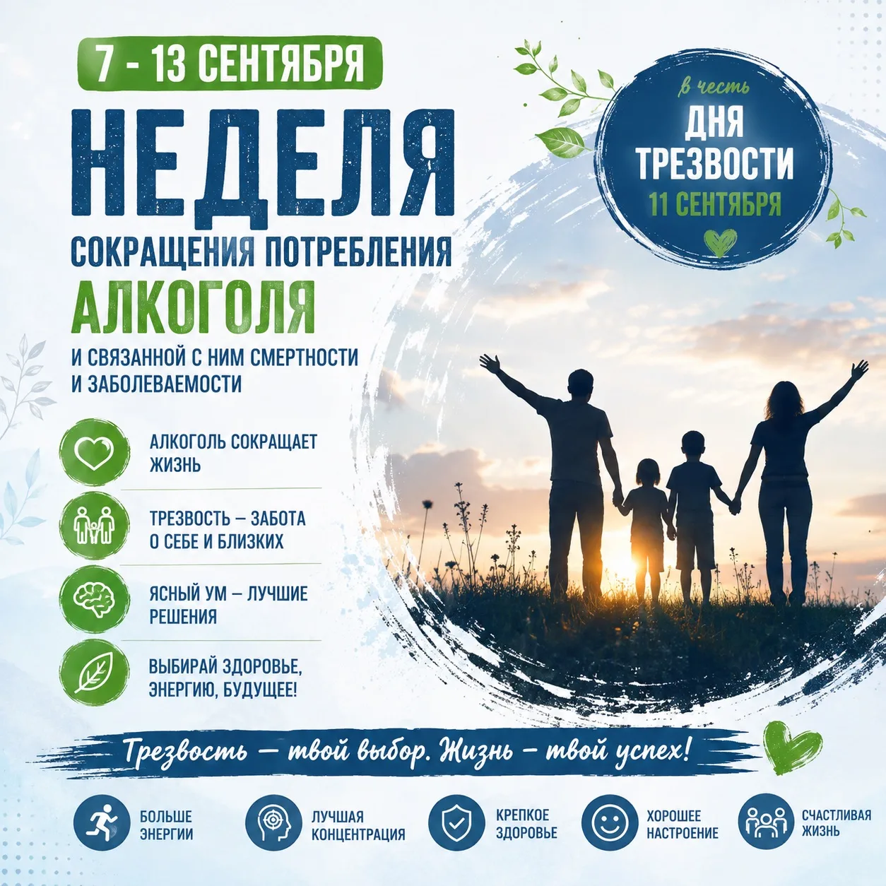 📅 7–13 сентября в России проходит Неделя сокращения потребления алкоголя и связанной с...