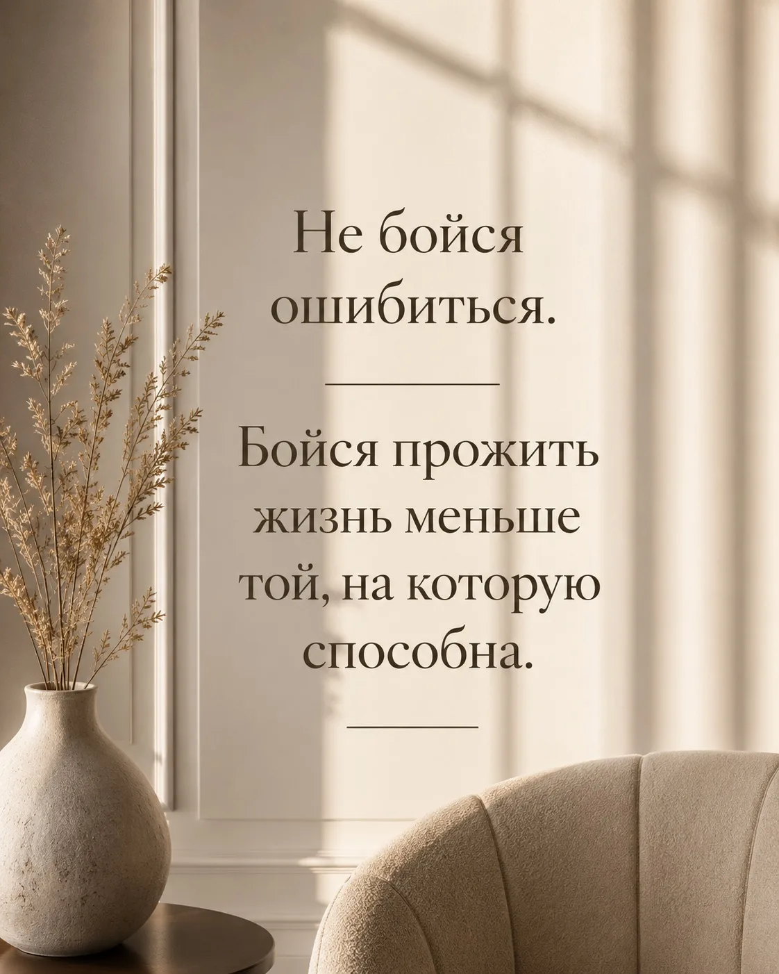 Недавно поймала себя на мысли.

Главный вопрос в жизни звучит не так:
«А вдруг не получится?»

Гораз