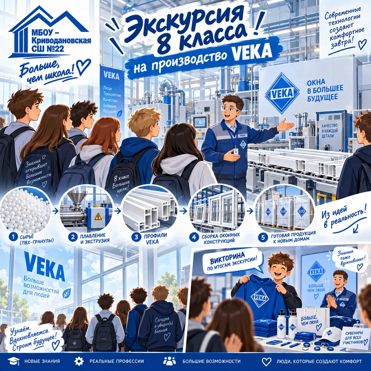 🏭 Профессии изнутри: восьмиклассники побывали на производстве VEKA