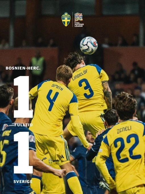 ⚽️ Сборная Боснии и Герцеговины сыграла вничью с командой Швеции в матче третьего тура ...
