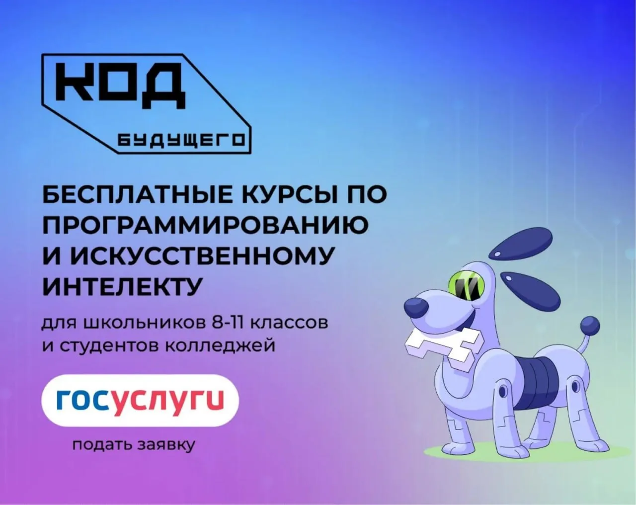 На портале госуслуг открыт прием заявлений на участие в проекте «Код будущего». Эта фед...