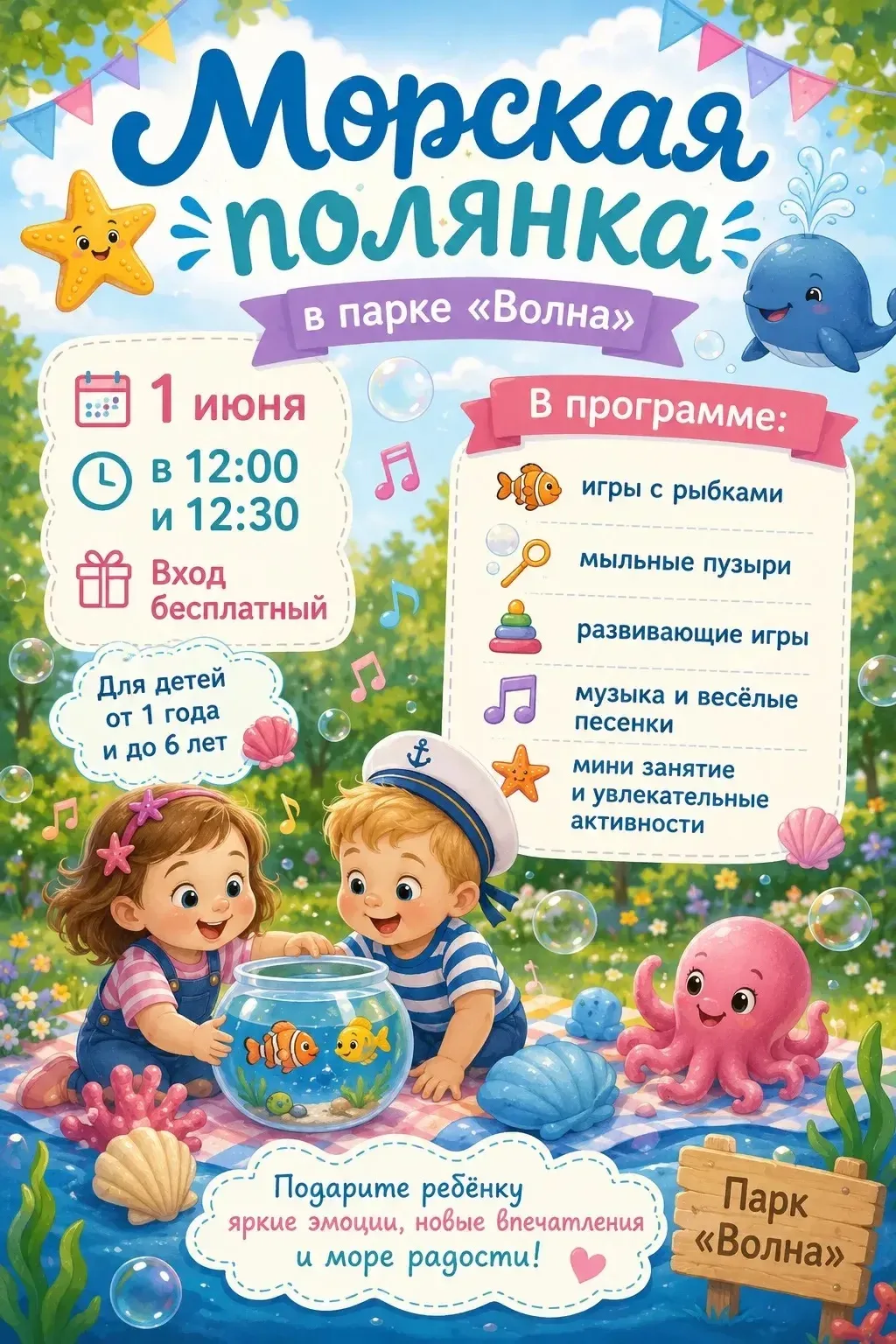 🌊 Морская полянка в парке «Волна» 🌊