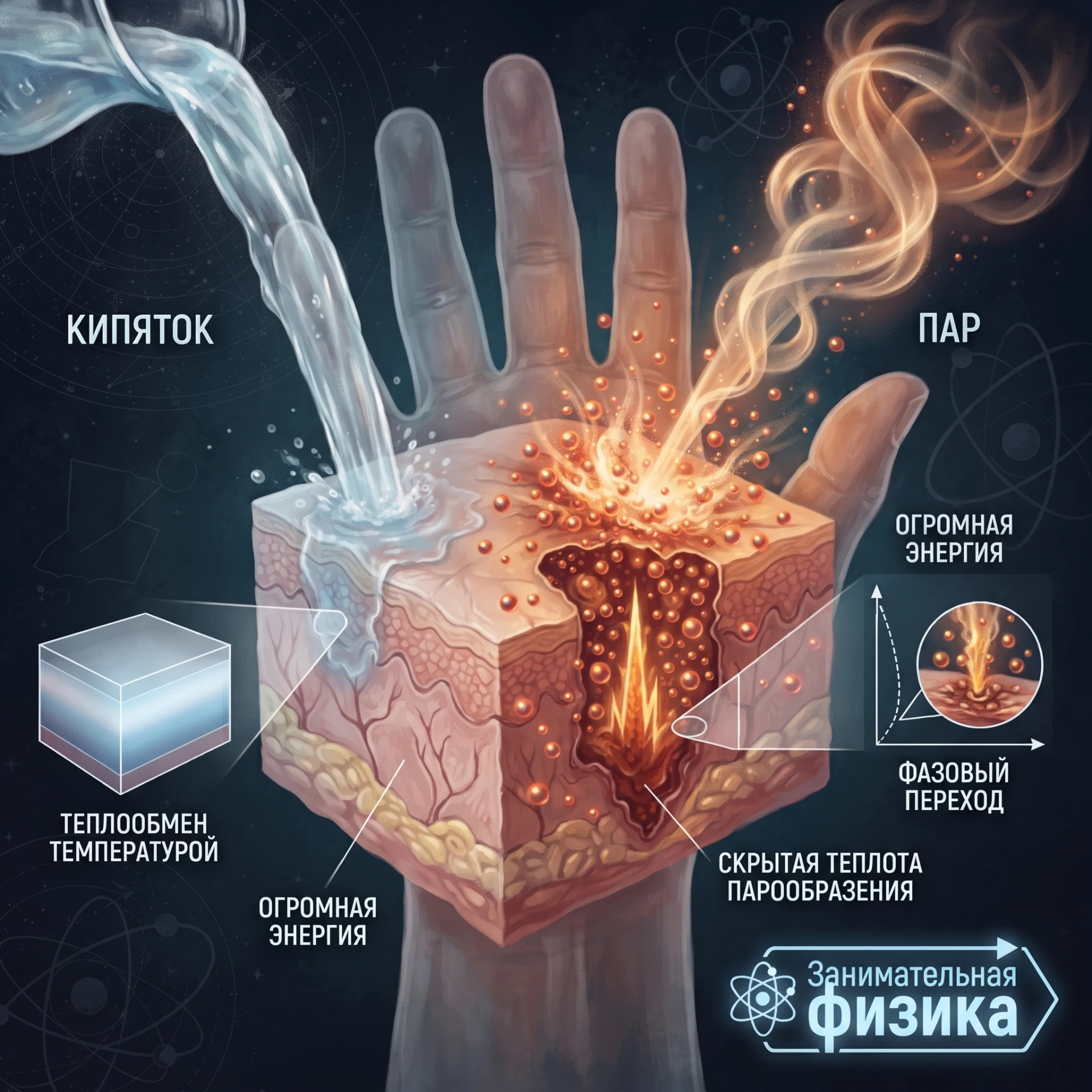 🔥 ПАР ГОРАЧЕ КИПЯТКА: ПОЧЕМУ ОБЖЕЧЬСЯ ПАРОМ БОЛЬНЕЕ ВСЕГО?