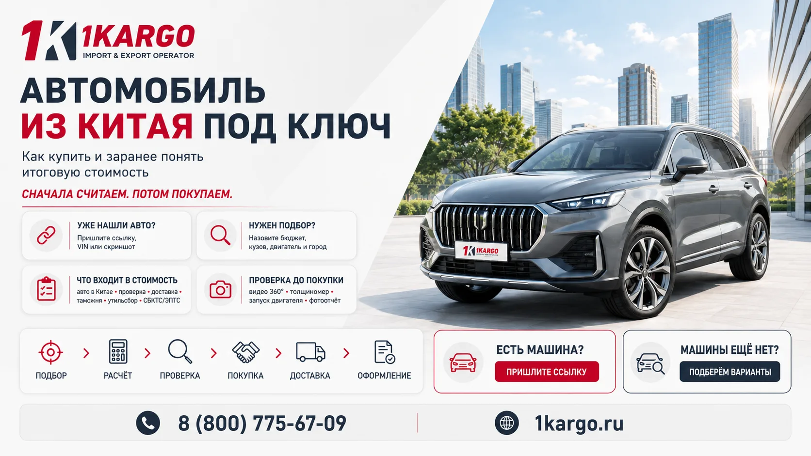 🚗 Автомобиль из Китая под ключ: как купить и заранее понять итоговую стоимость?