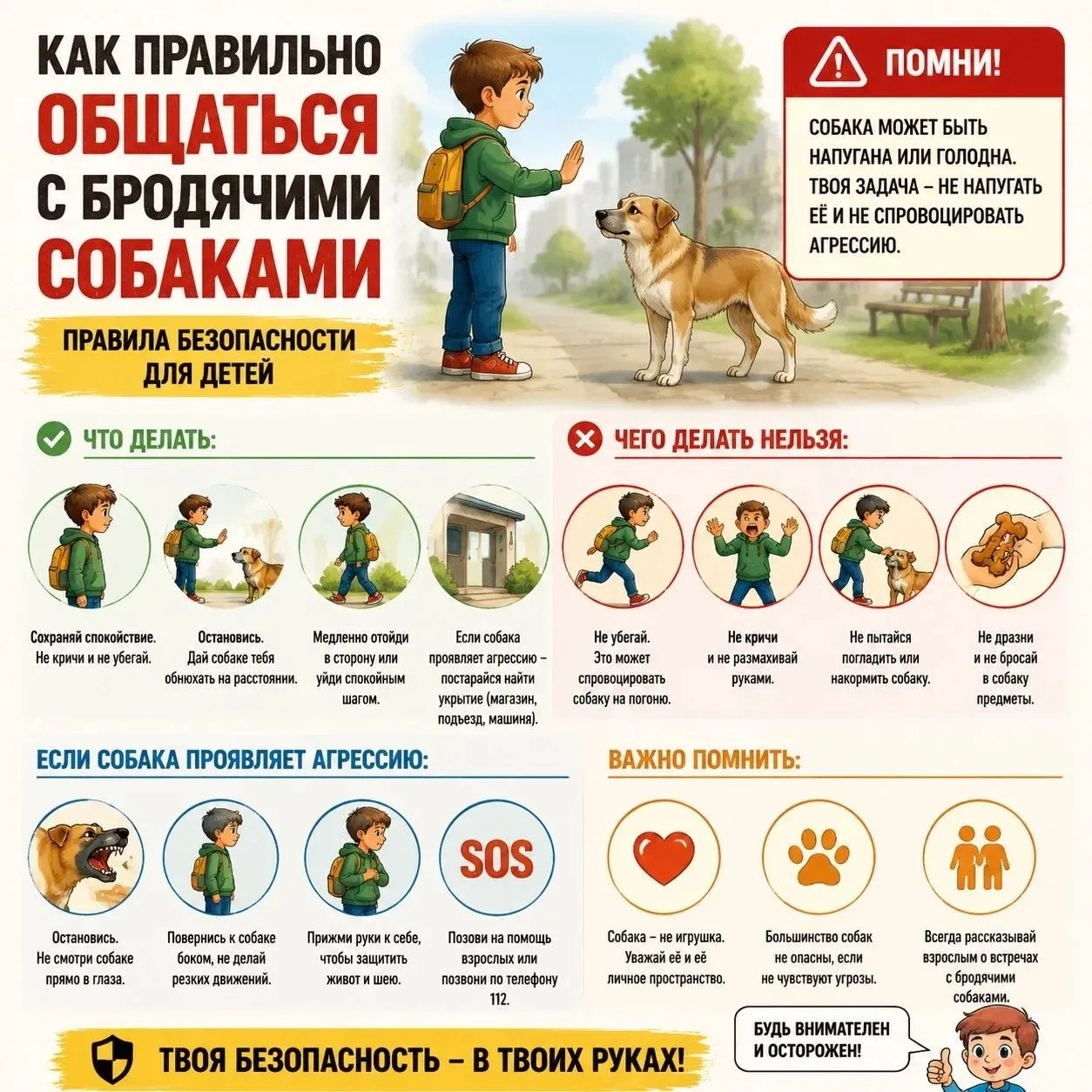 🐕 ПАМЯТКА: КАК ВЕСТИ СЕБЯ С БЕЗДОМНЫМИ ЖИВОТНЫМИ
Мы все любим животных, и нам хочется их погладить 