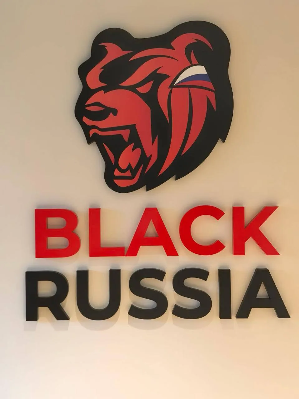 Объемные несветовые логотип и буквы «BLACK RUSSIA» без подложки: общий размер 1570x1370 (мм.), высот