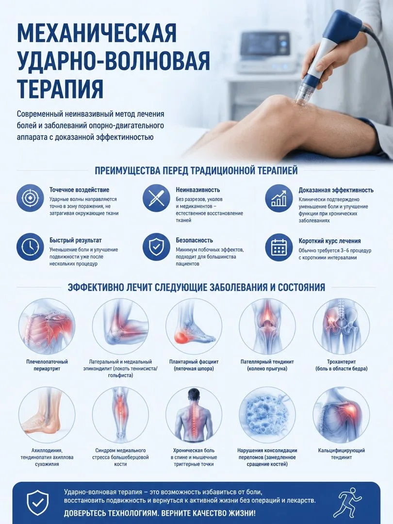 🌟 Механическая ударно-волновая терапия: инновационный подход к лечению и реабилитации 🌟

Ударно-во