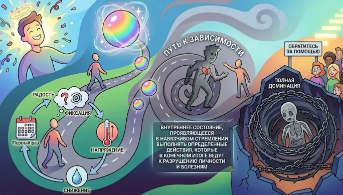 🧠 Зависимость: что это и почему возникает

Зависимость — это не слабость и не распущенность. Это ре
