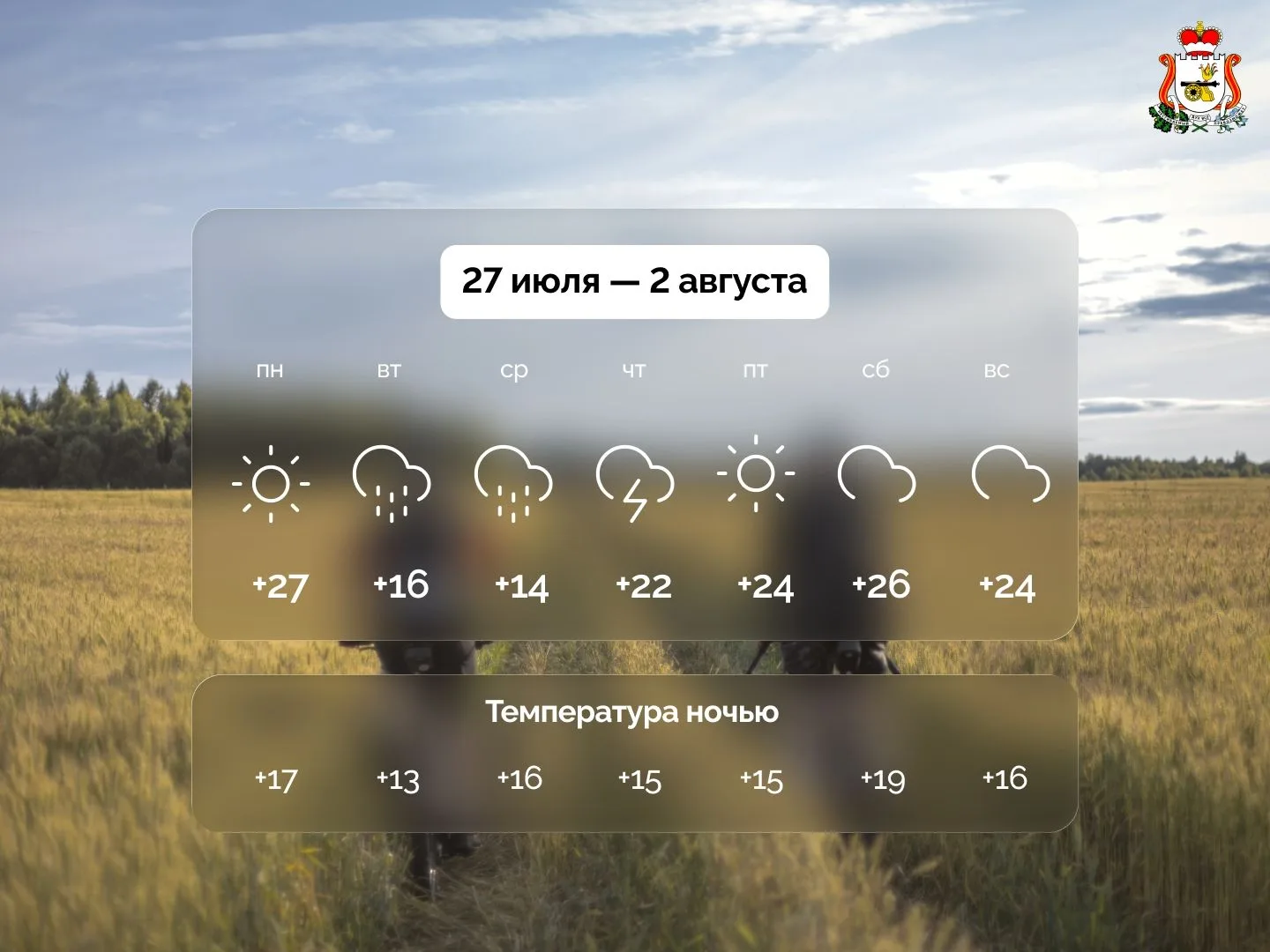 🌤️ Тёплая и солнечная неделя начинается!
Июль радует нас по-настоящему летними деньками — самое вре