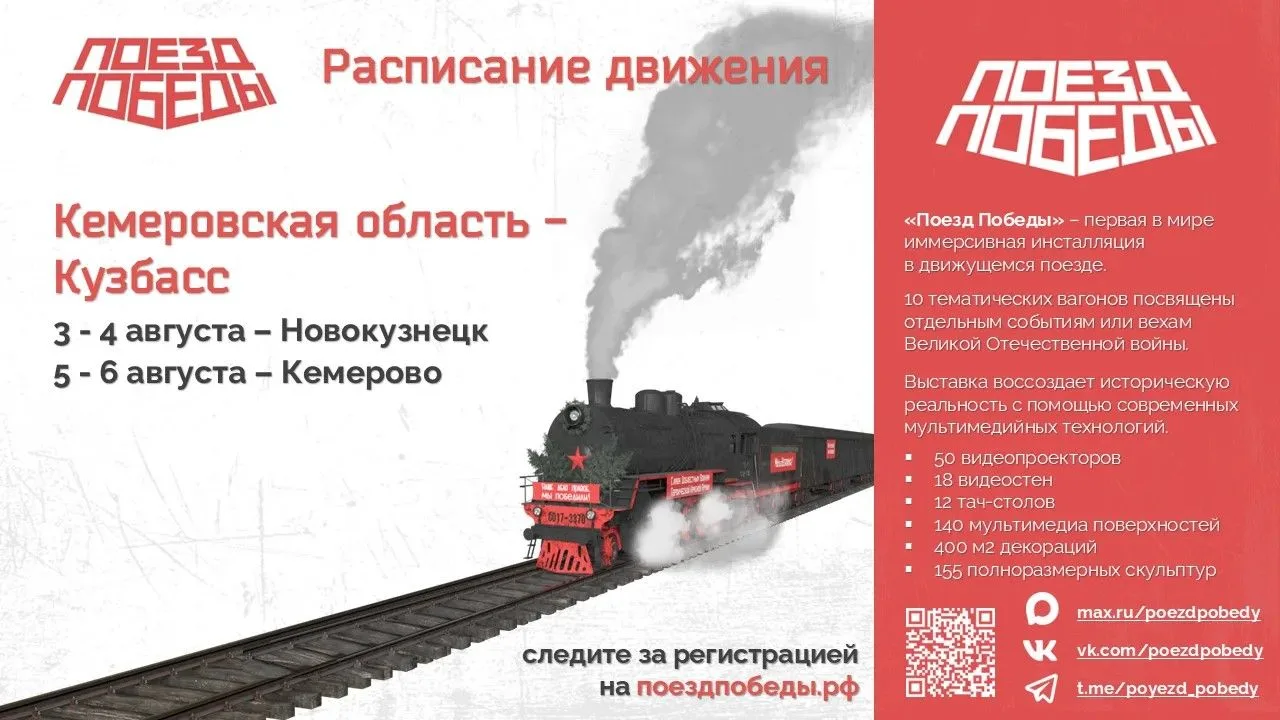 Первая в мире иммерсивная передвижная выставка «Поезд Победы» прибудет в Кемеровскую область 

Жител