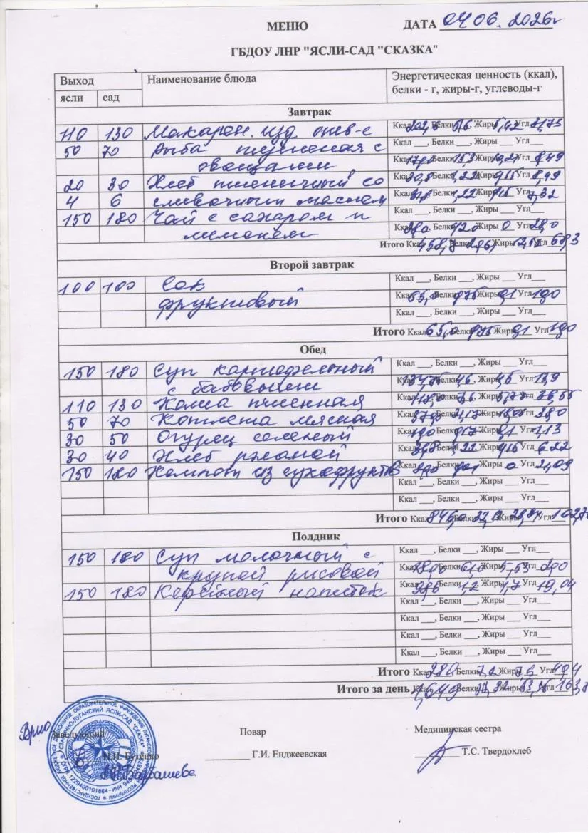 меню на 04.06.2026