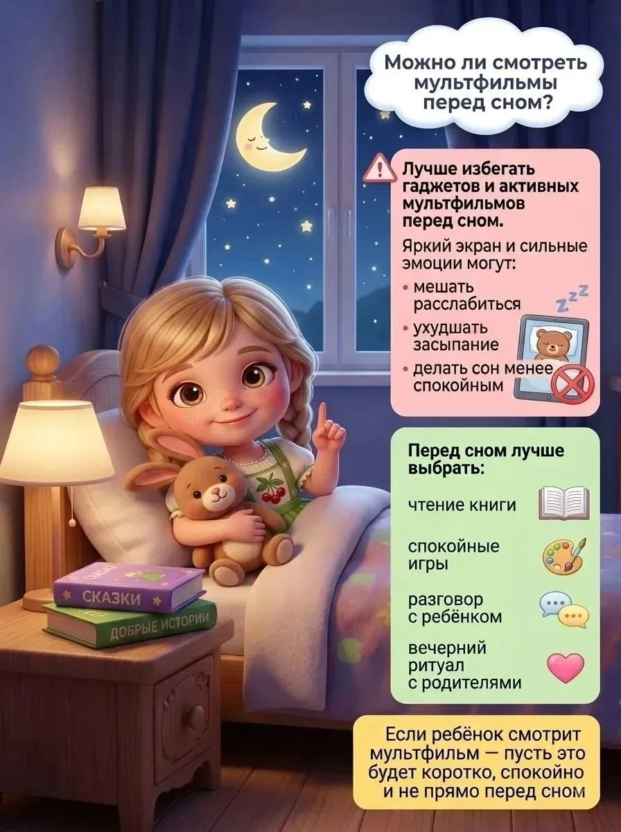 Можно ли смотреть мультфильмы перед сном?