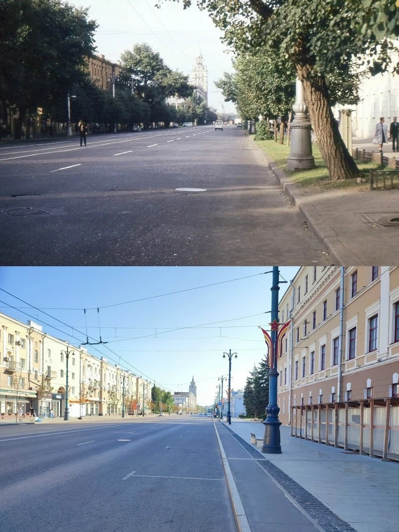 В соцсетях завирусился кадр, на котором сравнивают два состояния проспекта Революции