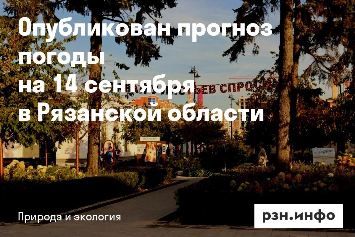 Опубликован прогноз погоды на 14 сентября в Рязанской области