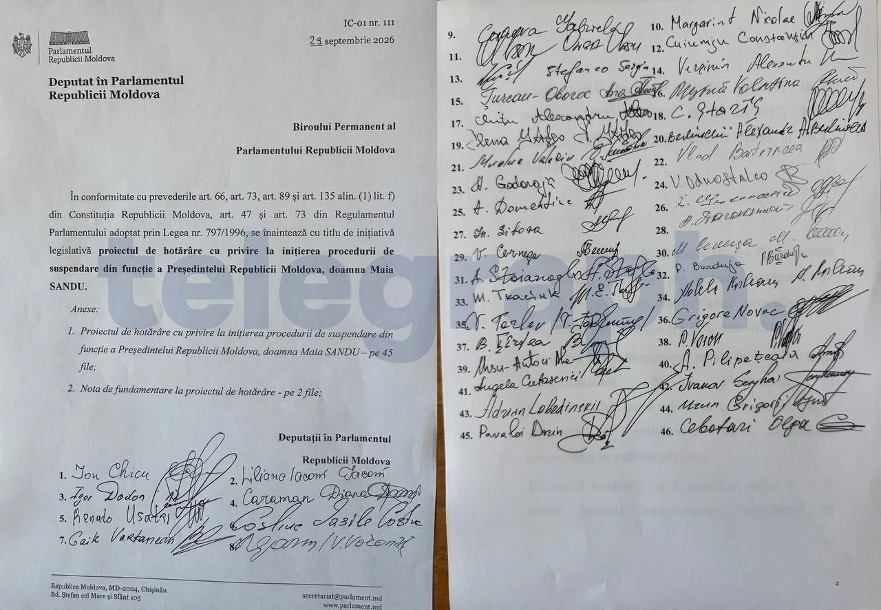 🇲🇩Оппозиция Молдовы инициировала процедуру импичмента Майи Санду, — местные СМИ.