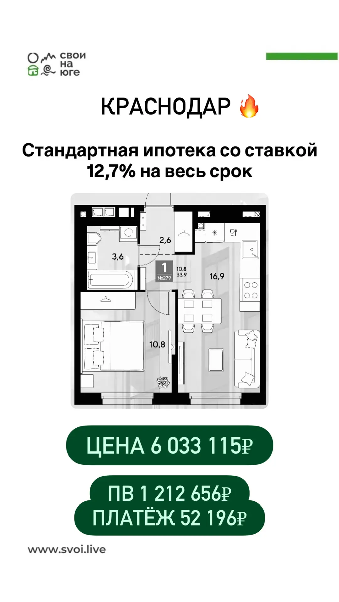 Краснодар🔥 квартиры по стандартной ипотеке со ставкой 12,7% на весь срок!  Жилой комплекс в 15 минут