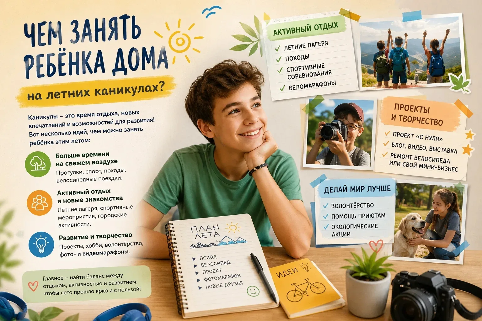 ☀️ Чем занять ребёнка дома на летних каникулах